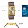 Sonata Ascent Gold Rectangular Watch with Brown Leather - image number 3