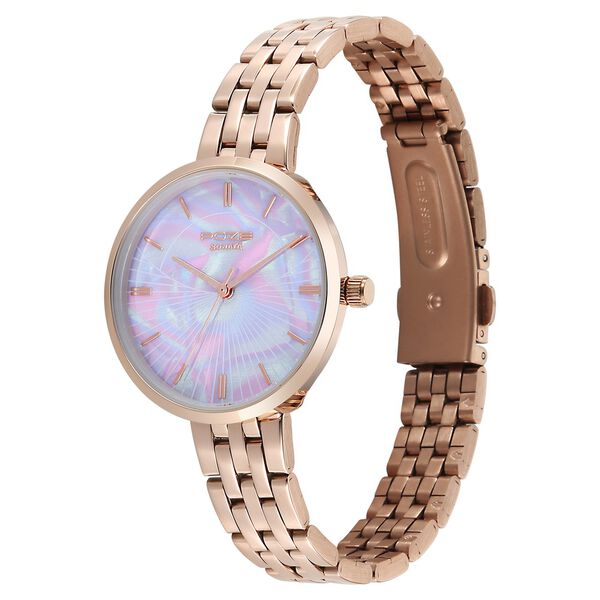 Poze By Sonata Quartz Analog Mother of Pearl Dial Rose Gold Stainless Steel Strap Watch For Women - image number 2