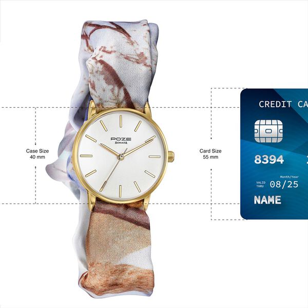Sonata Poze Quartz Analog White Dial Multicoloured Colour Fabric Strap Watch For Women - image number 3