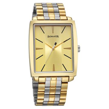 Sonata Utsav Quartz Analog Champagne Dial Watch for Men