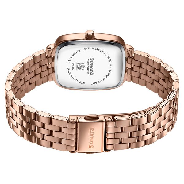 Sonata Festive Quartz Analog Mother Of Pearl Dial Rose Gold Metal Strap Watch For Women - image number 5
