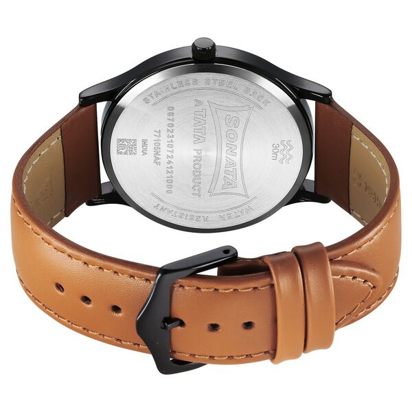 Sonata Aspire Quartz Analog Black Dial Leather Strap Watch For Men - image number 3