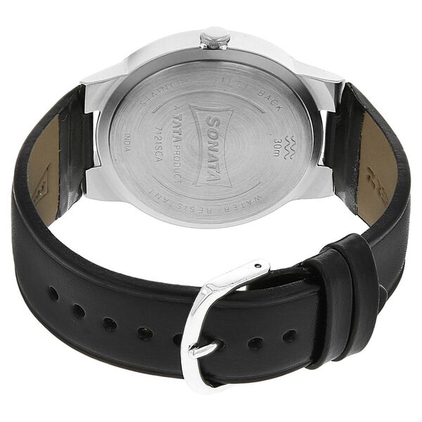 Sonata Quartz Analog Black Dial Leather Strap Watch for Men - image number 3
