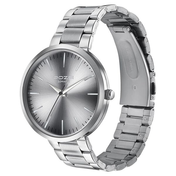 Sonata Poze Quartz Analog Grey Dial Metal Strap Watch for Men - image number 3