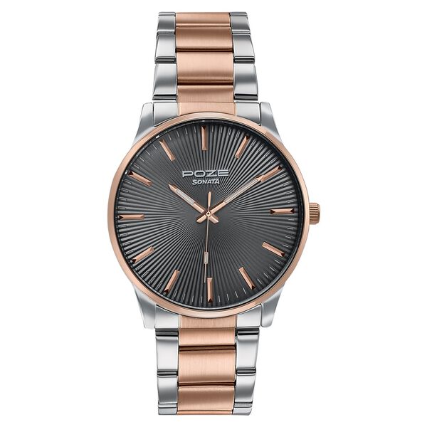 Poze By Sonata Quartz Analog Grey Dial Two Toned Stainless Steel Strap Watch For Men - image number 1