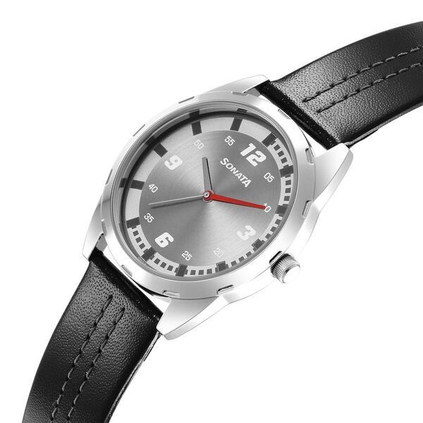 Sonata RPM Grey Dial Leather Strap Watch for Men - image number 2