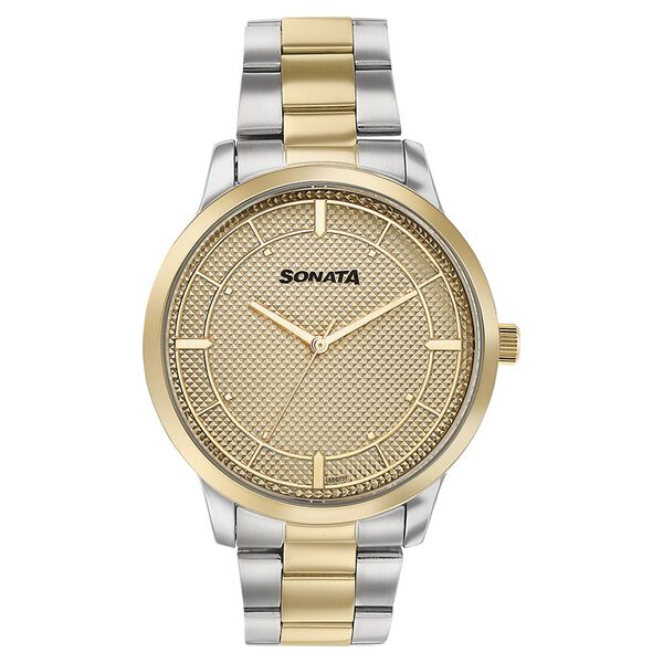 Sonata Quartz Analog Golden Dial Two Toned Stainless Steel Strap Watch For Men - image number 1