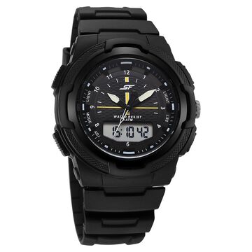 SF Maverick Quartz Digital Ana Digi Black Dial PU Strap Watch For Men