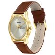 Sonata Quartz Analog with Day and Date Champagne Dial Leather Strap Watch for Men - image number 1