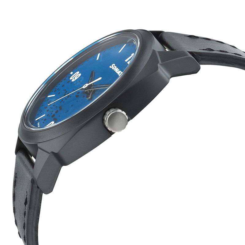 Sonata Quartz Analog Blue Dial Leather Strap Watch for Men - image number 2