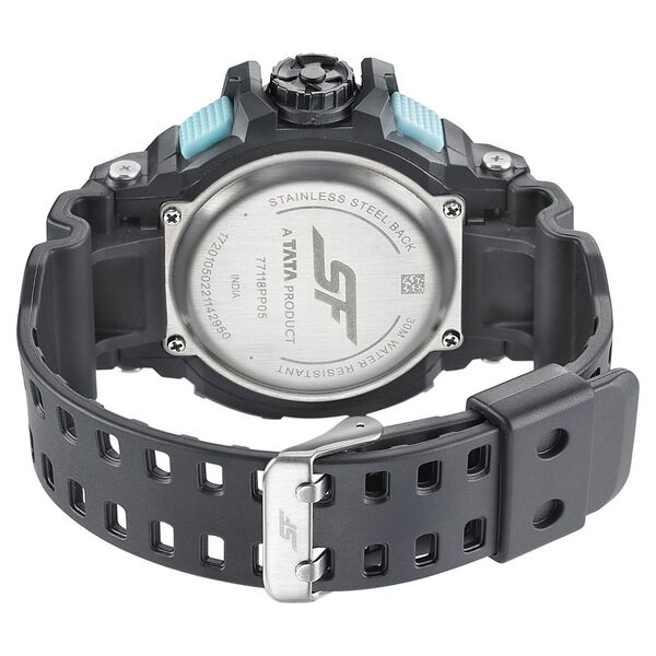 SF Quartz Analog Digital Black Dial PU Strap Watch for Men - image number 3