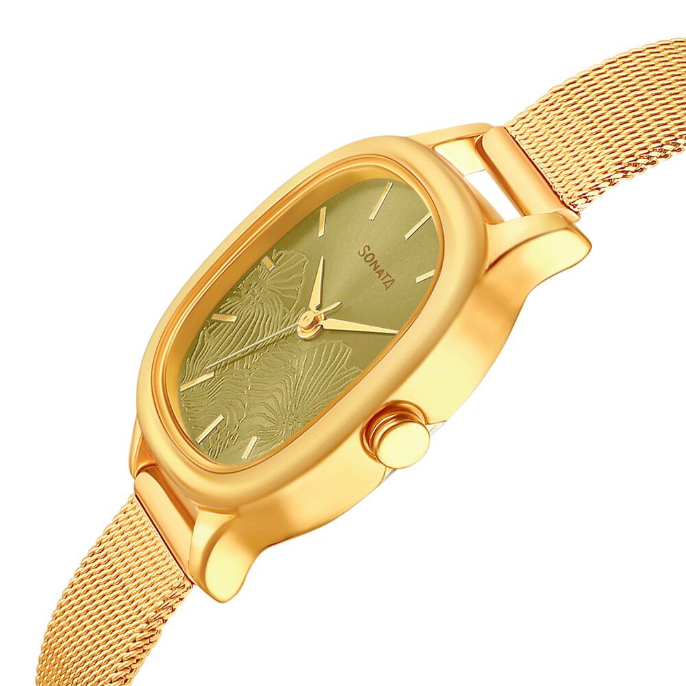 Buy Online Sonata Linnea Green Dial Women Watch With Stainless