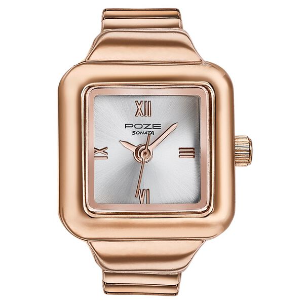 Sonata Poze Quartz Analog Silver Dial Rose Gold Colour Metal Strap Watch For Women - image number 1