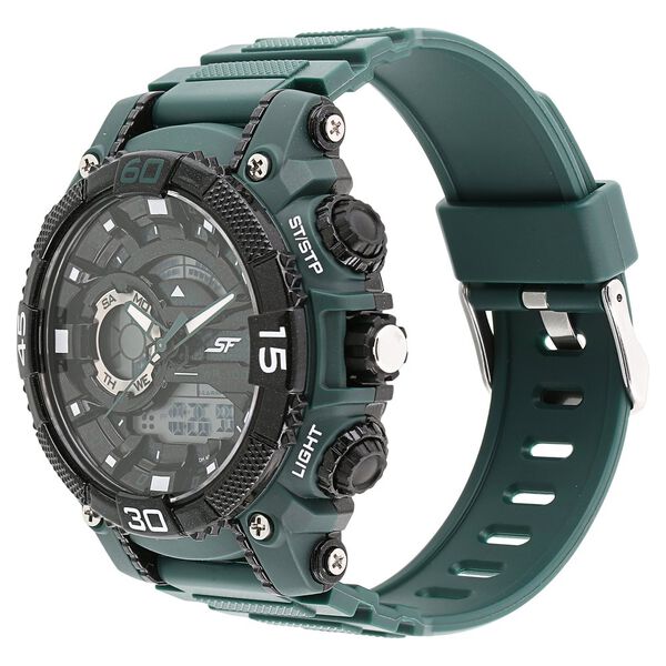 SF Xtreme Gears Quartz Digital Analog Digital Black Dial Green Plastic Strap Watch For Men - image number 1