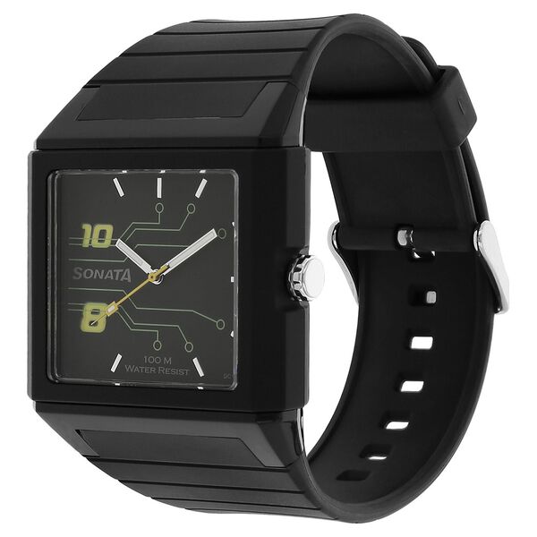 SF Quartz Analog Black Dial Plastic Strap Watch for Men - image number 1
