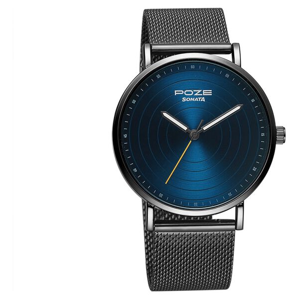 Poze by Sonata Quartz Analog Blue Dial Stainless Steel Strap Watch for Men - image number 1