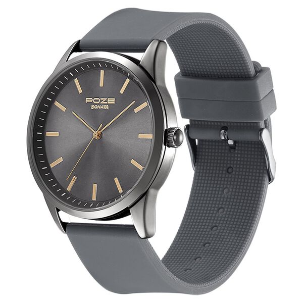 Poze by Sonata Quartz Analog Black Dial Silicone Strap Watch for Men - image number 2