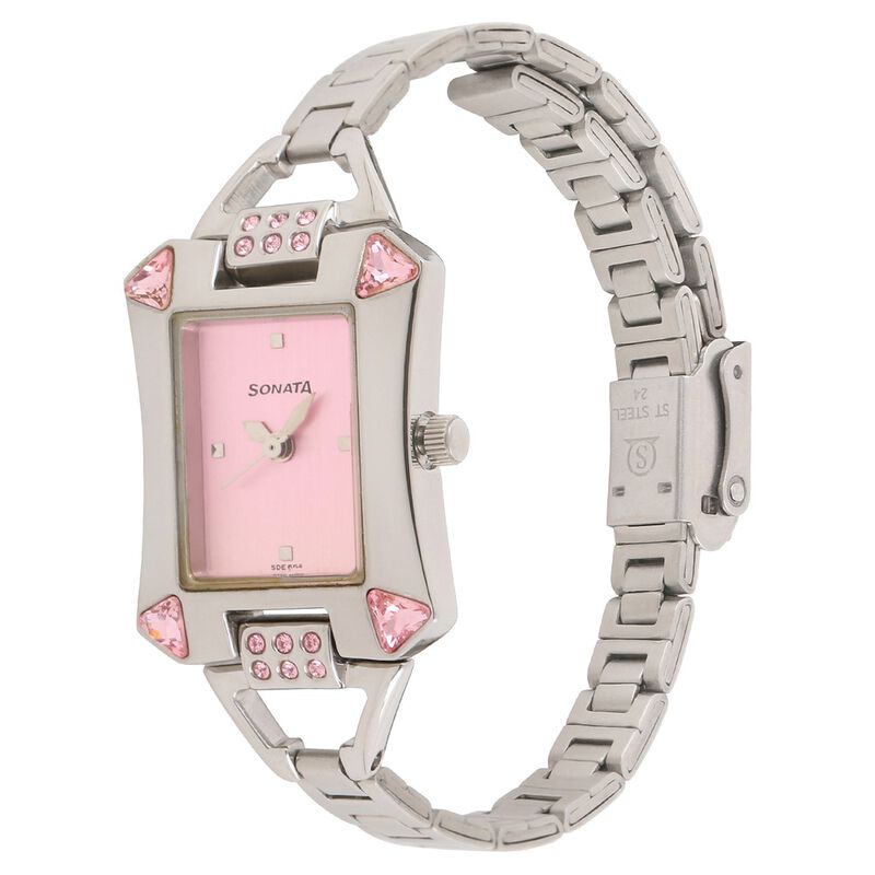 Sonata Quartz Analog Pink Dial Stainless Steel Strap Watch for Women - image number 1