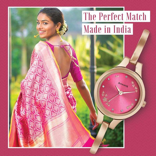 Sonata Wedding Pink Dial Women Watch With Stainless Steel Strap - image number 0