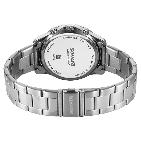 Sonata Chronos Quartz Analog with Date Champagne Dial Silver Colour Stainless Steel Strap Watch For Men - image number 5