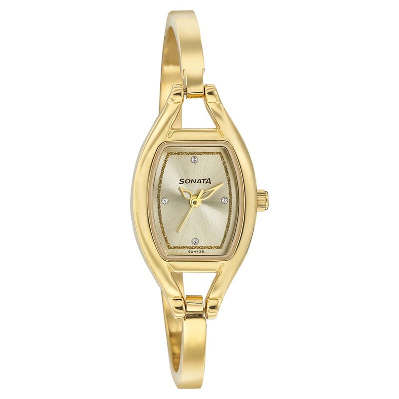 Sonata Pankh Champagne Dial Women Watch With Metal Strap - image number 0