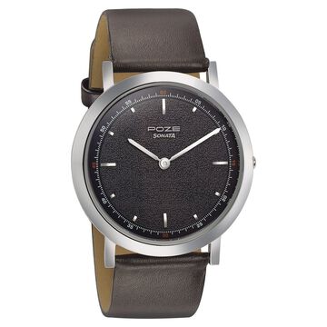 Sonata Poze Quartz Analog Blue Dial Leather Strap Watch for Men