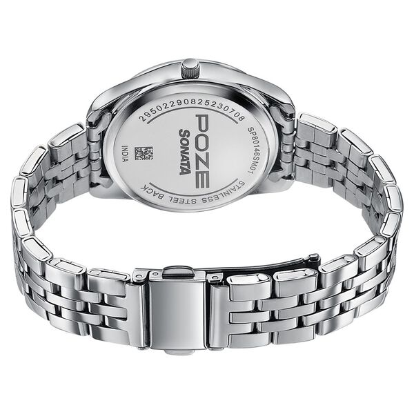 Poze By Sonata Quartz Analog Pink Dial Silver Metal Strap Watch For Women - image number 6