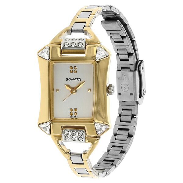 Sonata Quartz Analog Silver Dial Stainless Steel Strap Watch for Women - image number 1