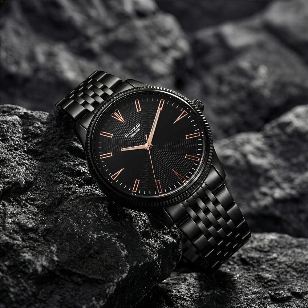 Sonata Poze Quartz Analog Black Dial Black Metal Strap Watch For Men
