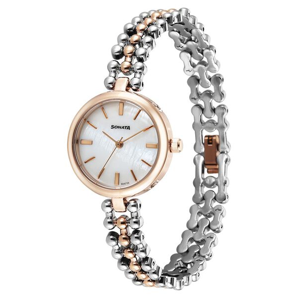 Sonata Festive Quartz Analog White Dial Metal Strap Watch For Women - image number 1