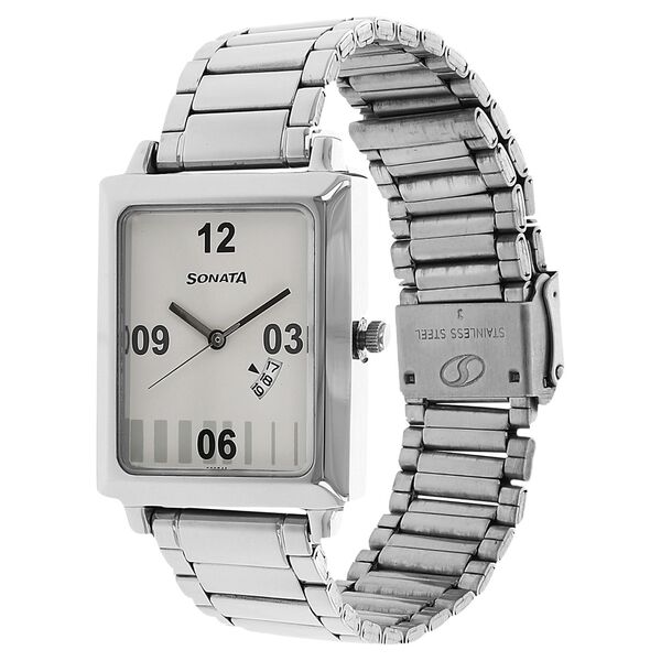 Sonata Quartz Analog White Dial Stainless Steel Strap Watch for Men - image number 1