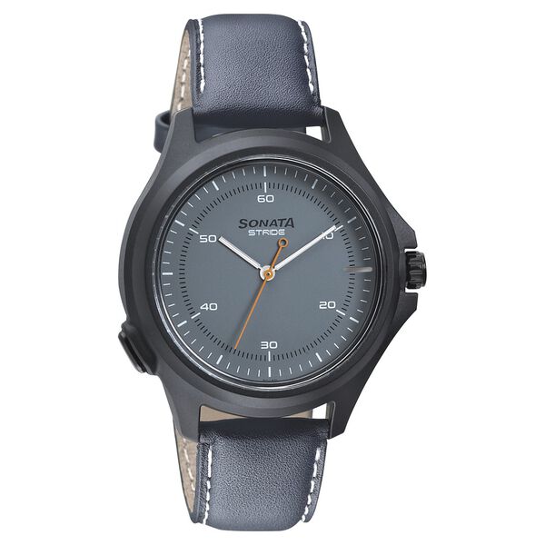 Sonata Stride Smart Grey Dial Leather Strap Watch for Men - image number 0