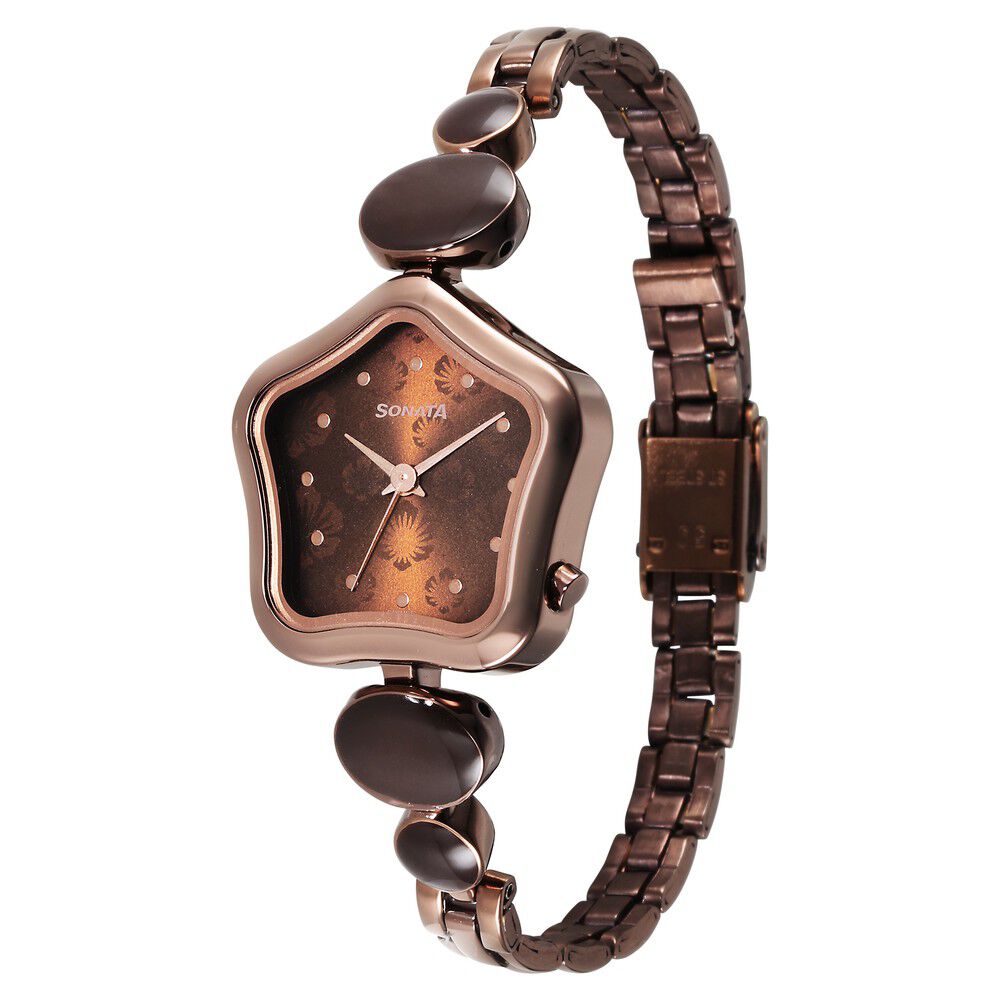 Buy Online Sonata Utsav Brown Dial Watch for Women ns8185qm01 Sonata