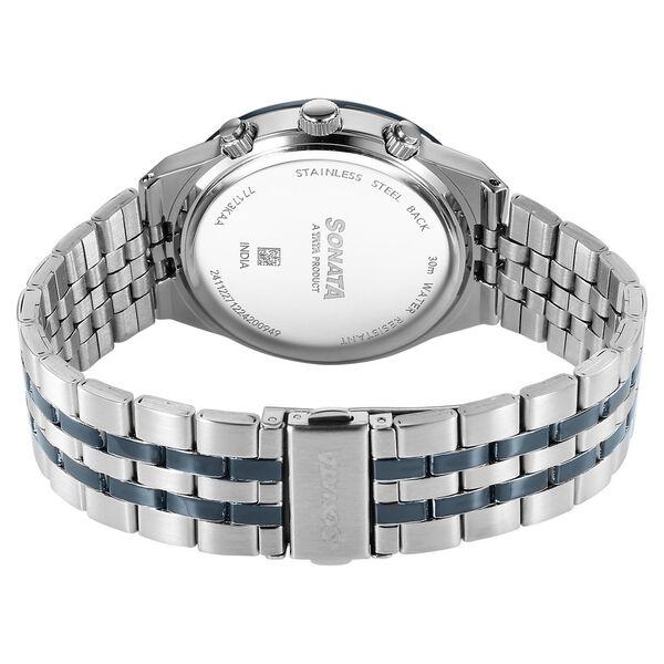 Sonata Eternia Quartz Multifunction Blue Dial Metal Strap Watch For Men - image number 4