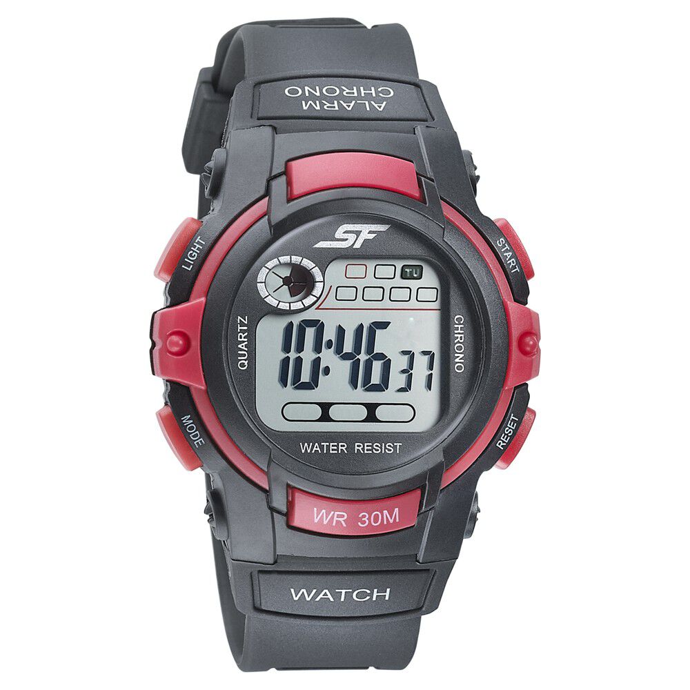 Buy Online SF Digital Dial Black PU Strap Watch for Men ns77110pp01 Sonata
