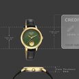 Sonata Gold Quartz Analog Sacred Forest Green With Gold Coin Dial Black Leather Strap Watch For Women - image number 3