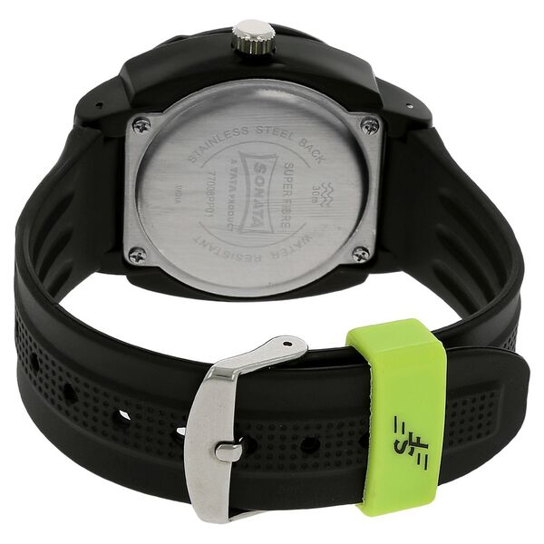 SF Quartz Analog Black Dial Plastic Strap Watch for Men - image number 3