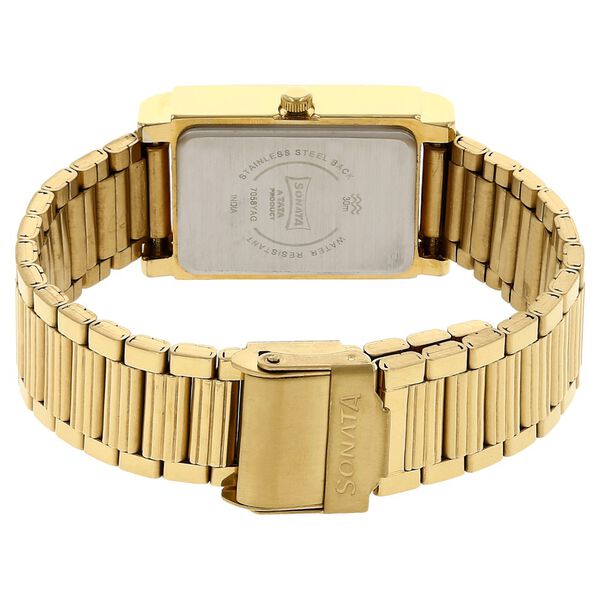 Sonata Quartz Analog with Day and Date Champagne Dial Stainless Steel Strap Watch for Men - image number 3