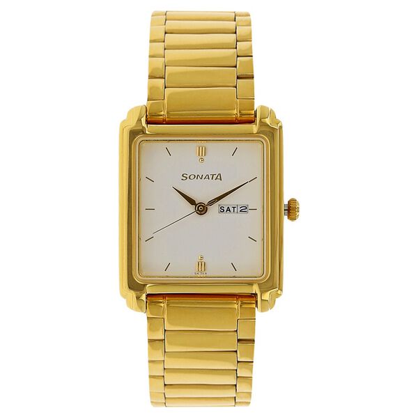 Sonata Quartz Analog with Day and Date White Dial Stainless Steel Strap Watch for Men - image number 0