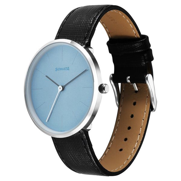 Sonata Ascent Quartz Analog Blue Dial Leather Strap Watch For Men - image number 2