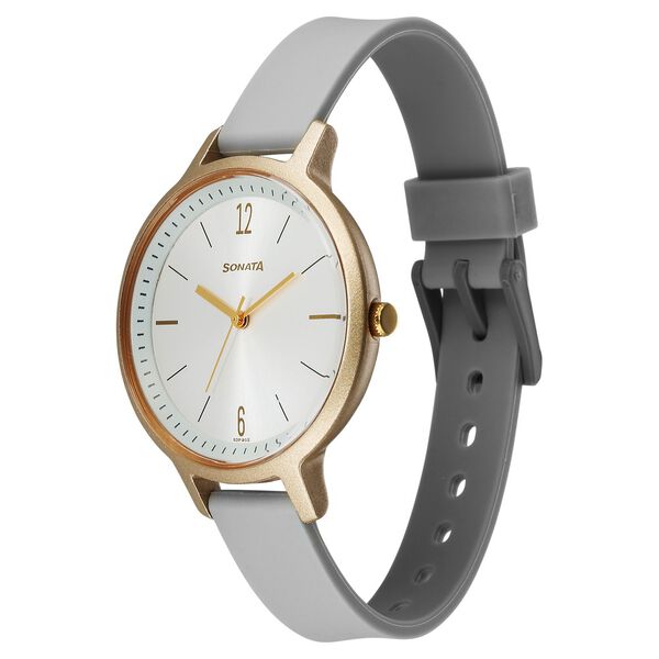 Sonata Splash Quartz Analog Silver Dial Plastic Strap Watch for Women - image number 2