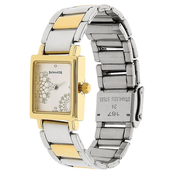 Sonata Quartz Analog Silver Dial Stainless Steel Strap Watch for Women - image number 1