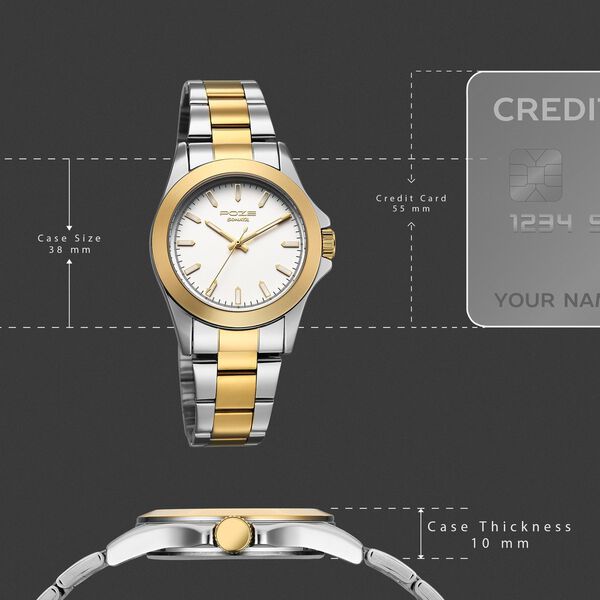 Sonata Poze Quartz Analog White Dial Two Toned Stainless Steel Strap Watch For Men - image number 3