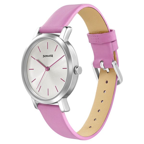Sonata Play Silver Dial Women Watch With Leather Strap - image number 1