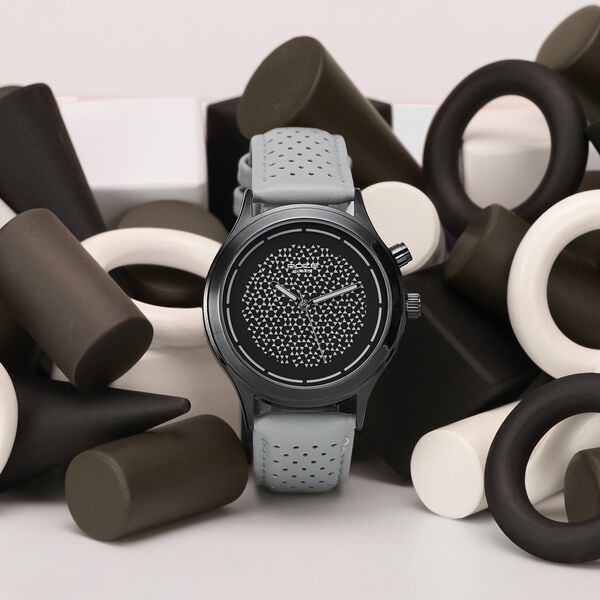 Poze By Sonata Quartz Analog Two Toned Dial Grey PU Leather Strap Watch For Men - image number 0