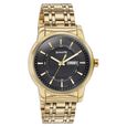 Sonata Quartz Analog with Day and Date Black Dial Golden Stainless Steel Strap Watch For Men - image number 2