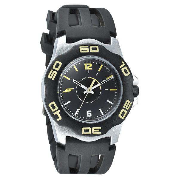 SF Quartz Analog Black Dial PU Strap Watch for Men - image number 0