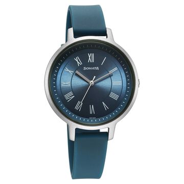 Sonata Splash Quartz Analog Blue Dial Plastic Strap Watch for Women
