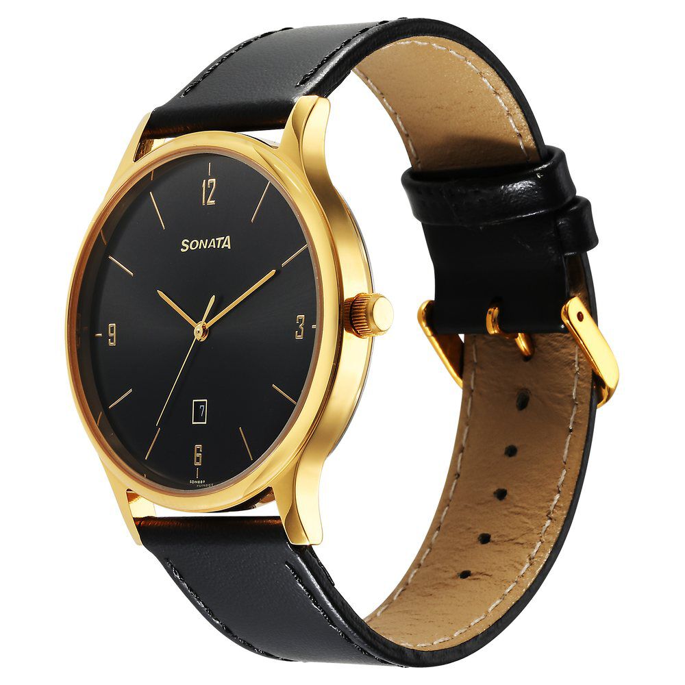 Sonata black online dial watch