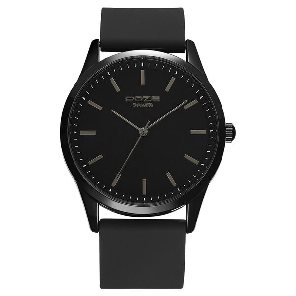 Poze by Sonata Quartz Analog Black Dial Silicone Strap Watch for Men - image number 0